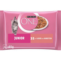 Produktbild von Purina One Junior Kitten Nassfutter Stückchen in Sauce Lachs 12 x 85g