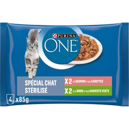 Purina One Katzen Nassfutter Sterilcat Lachs und Truthahn Stückchen in Sauce für erwachsene Katzen 24 x 85 g - 24 x 85 g – Bild 1 von 13
