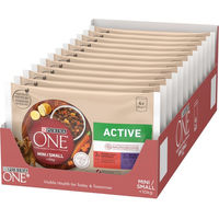 Produktbild von Purina ONE Mini Active Hundefutter Rind und Ente Stückchen in Sauce 8 x 85 g