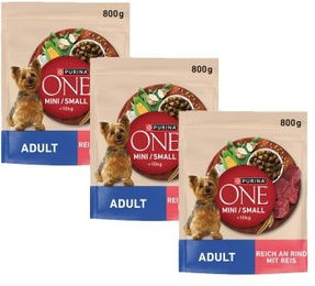 Purina ONE Mini Adult Hundefutter mit Rind und Geflügel 3x800 g - 3 x 800 g – Bild 1 von 2