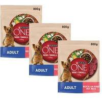 Produktbild von Purina ONE Mini Adult Hundefutter mit Rind und Geflügel 3x800 g - 3 x 800 g