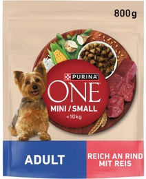 Purina ONE Mini Adult Hundefutter Rind und Reis 5 x 800 g - 5 x 800 g – Bild 1 von 5