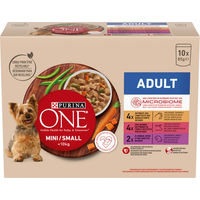 Produktbild von Purina ONE Mini Adult Hundefutter Stückchen in Sauce Huhn Rind Lamm 20 x 85 g - 10 x 85 g