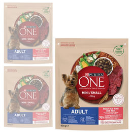 Purina One Mini Adult Trockenfutter für kleine Hunderassen mit Rind und Reis 2,4kg – Bild 1 von 2