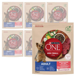 Purina One Mini Adult Trockenfutter für kleine Hunderassen mit Rind und Reis 6x800g – Bild 1 von 1