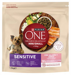 Purina ONE MINI Hundetrockenfutter Sensitive Lachs und Reis 1,5kg – Bild 1 von 1