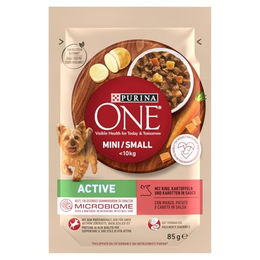 Purina ONE Mini Small Active Hundefutter Adult mit Rind und Stückchen in Sauce 26 x 85g - 26 x 85 g – Bild 1 von 6