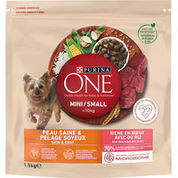 Produktbild von Purina ONE Mini Trockenfutter für ausgewachsene kleine Hunde mit Rind für Haut und Fell 1,5 kg - 1,5 kg