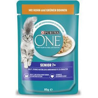 Produktbild von Purina ONE Senior 7+ Katzenfutter Huhn mit Stückchen in Sauce 26 x 85 g - 26 x 85 g