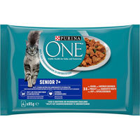 Produktbild von Purina ONE Senior Katzenfutter Nass mit Huhn und Stückchen in Sauce 4x85g 340g