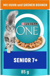 Purina ONE Senior Katzenfutter Nassfutter Zarte Stückchen in Sauce mit Huhn 26 x 85 g Beutel – Bild 1 von 1