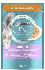 Purina One Sensitive Katzen Nassfutter Huhn und Karotten Stückchen in Sauce Adult 26 x 85 g - 52 x 85 g – Bild 1 von 9