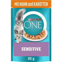 Produktbild von Purina ONE Sensitive Katzenfutter Adult Stückchen in Sauce Huhn 26x85g