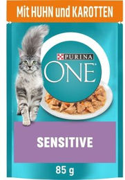 Purina ONE Sensitive Katzenfutter Huhn und Fisch Stückchen in Sauce 26x85g - 26 x 85 g – Bild 1 von 3