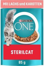 Purina ONE Sterilcat Katzenfutter Adult mit Lachs und Karotten Stückchen in Sauce 26x85 g - 26 x 85 g – Bild 1 von 3