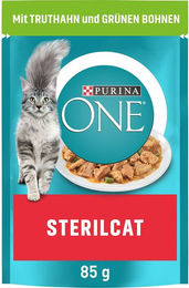 Produktbild von Purina One Sterilcat Katzenfutter Adult Truthahn in Sauce zur Gewichtskontrolle 26x85g