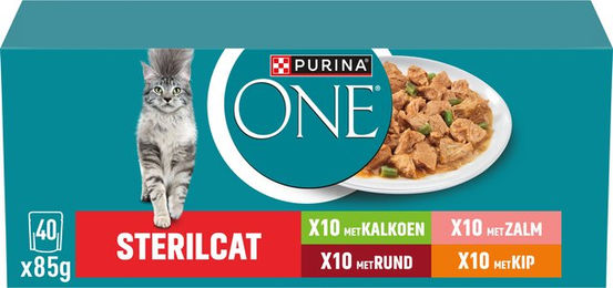 Purina ONE Sterilcat Katzenfutter Lachs in Sauce 40 x 85 g Beutel – Bild 1 von 3