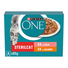 Purina ONE Sterilcat Katzenfutter Lachs und Truthahn 8 x 85 g Beutel – Bild 1 von 3