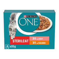 Produktbild von Purina ONE Sterilcat Katzenfutter Lachs und Truthahn 8 x 85 g Beutel