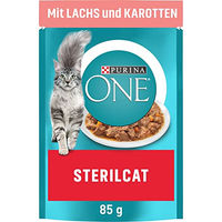 Produktbild von Purina One SterilCat Katzennassfutter mit Lachs MSC, zarte Stückchen in Sauce für sterilisierte Katzen Adult, 26 x 85g