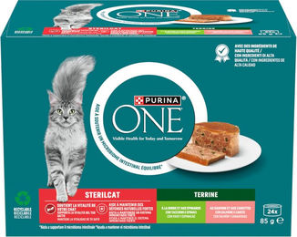 Produktbild von Purina One SterilCat Nassfutter für ausgewachsene Katzen Mixpaket mit Truthahn und Lachs 24 x 85 g - 24 x 85 g
