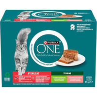 Produktbild von Purina One SterilCat Nassfutter für ausgewachsene Katzen Mixpaket mit Truthahn und Lachs 24 x 85 g - 24 x 85 g