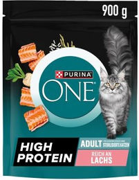 Produktbild von Purina ONE Trockenfutter Katze Adult Lachs mit hohem Fleischanteil 900g