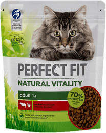 Purina PERFECT FIT Natural Vitality 1+ Trockenfutter Rind und Huhn für adulte Katzen 650 g - 650 g – Bild 1 von 2