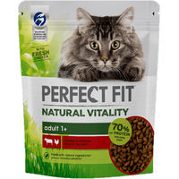 Produktbild von Purina PERFECT FIT Natural Vitality 1+ Trockenfutter Rind und Huhn für adulte Katzen 650 g - 650 g