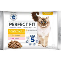 Produktbild von Purina Perfect Fit Sensitive Katzennassfutter mit Huhn und Lachs in Sauce für adulte Katzen 24x85g - 24 x 85 g