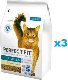 Purina Perfect Fit Sterile 1+ Trockenfutter Huhn für adulte Katzen 3x2,8 kg - 3 x 2800 g – Bild 1 von 12