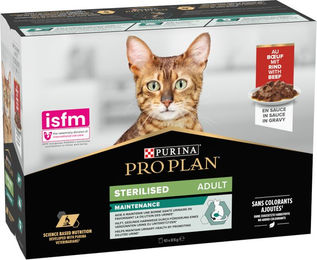Purina Pro Plan Cat Sterilised Adult Nassfutter Rind in Sauce 10 x 85 g – Bild 1 von 3