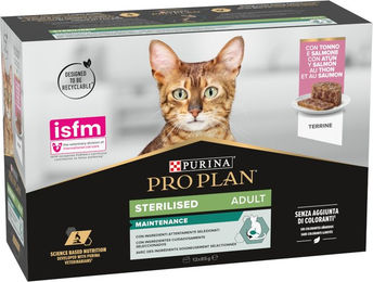 Purina Pro Plan Cat Sterilised Maintenance Nassfutter Paté Lachs und Thunfisch für erwachsene Katzen 12 x 85 g - 12 x 85 g – Bild 1 von 8