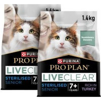 Produktbild von Purina Pro Plan Liveclear Sterilised Senior 7+ Trockenfutter Truthahn Hypoallergen 2x1,4 kg - 2 x 1,4 kg
