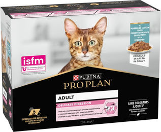 Purina Pro Plan NutriSavour Katzenfutter Adult Sensitive Fisch Stückchen in Sauce 10 x 85 g – Bild 1 von 6