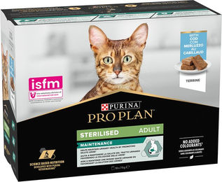Produktbild von Purina Pro Plan Sterilised Adult Maintenance Katzenfutter Kabeljau Stückchen in Sauce 10 x 75 g - 10 x 75 g