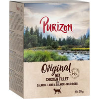 Produktbild von Purizon Adult Getreidefreies Nassfutter Mixpaket 12 x 70 g mit Huhn Lachs Wildschwein und Lamm - 12 x 70 g