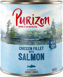 Produktbild von Purizon Adult Nassfutter für Hunde Hühnerfilet mit Lachs getreidefrei 6 x 800 g - 6 x 800 g