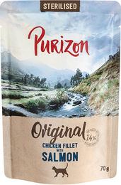 Produktbild von Purizon Adult Sterilised Katzenfutter Filets Hühnerfilet mit Lachs getreidefrei 6 x 70 g