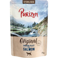 Produktbild von Purizon Adult Sterilised Katzenfutter Filets Hühnerfilet mit Lachs getreidefrei 6 x 70 g