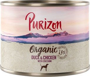 Produktbild von Purizon Bio Hundefutter Adult Ente und Huhn mit Zucchini Stückchen in Sauce Getreidefrei 6 x 200 g