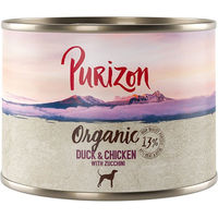 Produktbild von Purizon Bio Hundefutter Adult Ente und Huhn mit Zucchini Stückchen in Sauce Getreidefrei 6 x 200 g