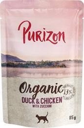 Produktbild von Purizon Bio Hundefutter Ente und Huhn mit Zucchini getreidefrei 24 x 85 g Pouch - 6 x 85 g