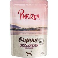 Produktbild von Purizon Bio Hundefutter Ente und Huhn mit Zucchini getreidefrei 24 x 85 g Pouch - 6 x 85 g