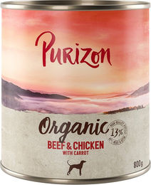 Produktbild von Purizon Bio Hundefutter Rind Huhn Fisch Getreidefrei mit hohem Fleischanteil 6 x 800 g