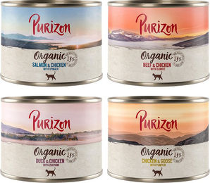 Produktbild von Purizon Bio Katzen Nassfutter Mixpaket 4 Sorten mit Fisch getreidefrei für adulte Katzen 6 x 200 g - 6 x 200 g