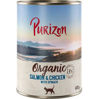 Produktbild von Purizon Bio Katzen Nassnahrung Lachs und Huhn mit Spinat Adult Getreidefrei 6 x 400 g