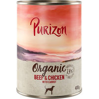 Produktbild von Purizon Bio Nassnahrung für Hunde Rind Huhn Fisch Getreidefrei 12 x 400 g