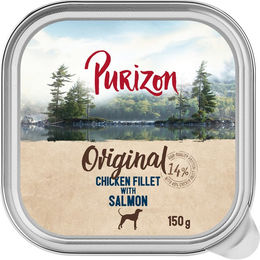 Produktbild von Purizon Getreidefreies Nassfutter für erwachsene Katzen mit Hühnerfilet und Lachs in Sauce 6 x 150 g