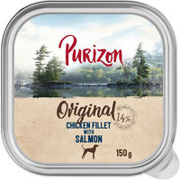 Produktbild von Purizon Getreidefreies Nassfutter für erwachsene Katzen mit Hühnerfilet und Lachs in Sauce 6 x 150 g